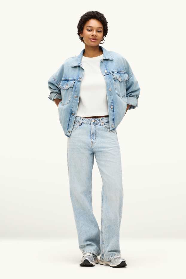 Damen - Baggy Jeans - Mid Waist - helljeansblau