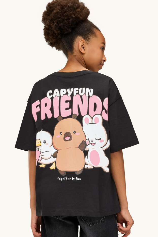 Copii - Fete - CapyFun - tricou cu mânecă scurtă - negru