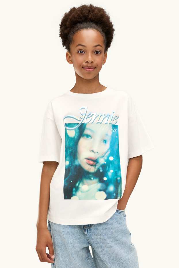 Enfants filles - Blackpink - T-shirt - finition brillante - blanc