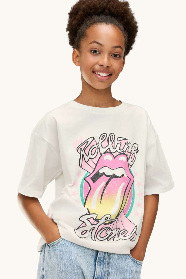 Copii - Fete - Rolling Stones - tricou cu mânecă scurtă - alb