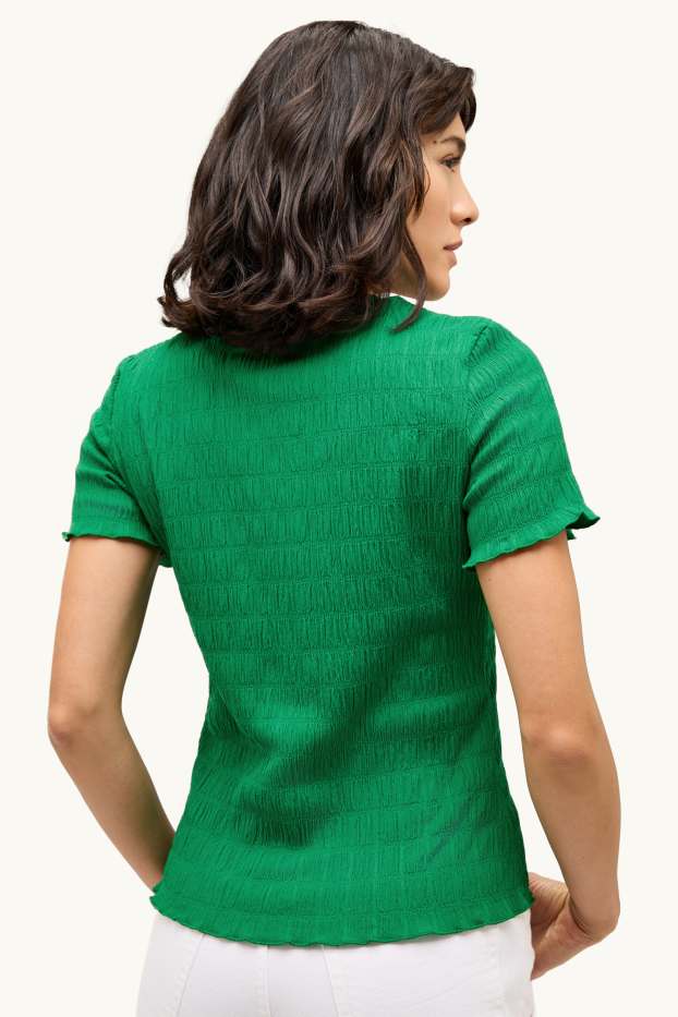 Donna - T-shirt - regular fit - arricciata - verde