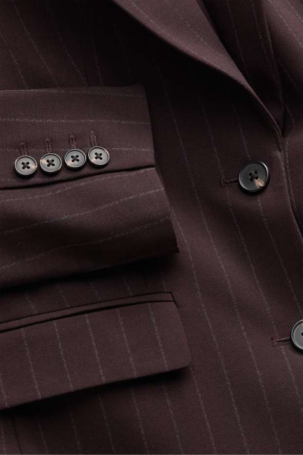 Femei - Blazer lung - regular fit - cu dungi - maro închis