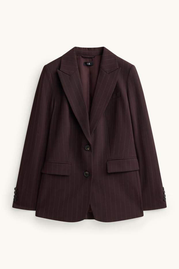Femei - Blazer lung - regular fit - cu dungi - maro închis