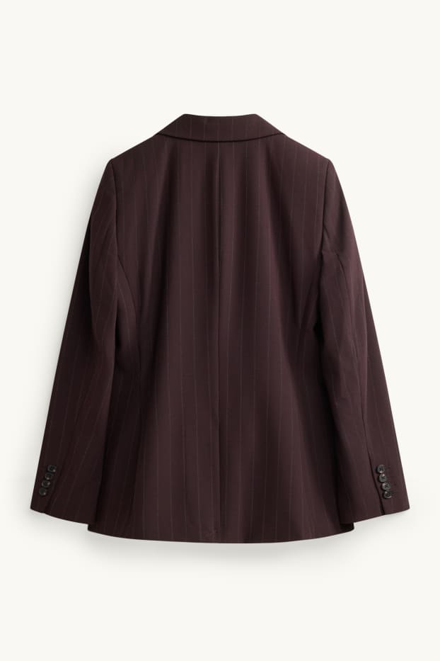 Femei - Blazer lung - regular fit - cu dungi - maro închis
