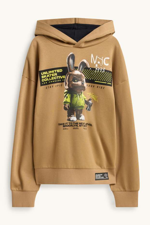 Kinderen: jongens - Konijn - hoodie - lichtbruin