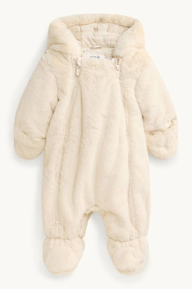 Baby Boys - Baby faux fur snowsuit with hood - cremewhite