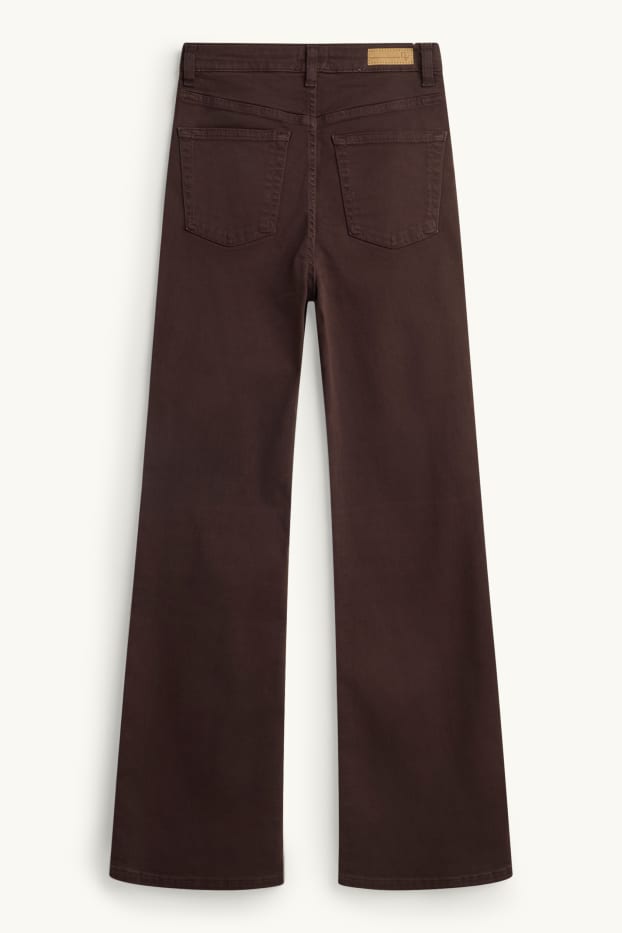 Dames - Flared jeans - high waist - bruin