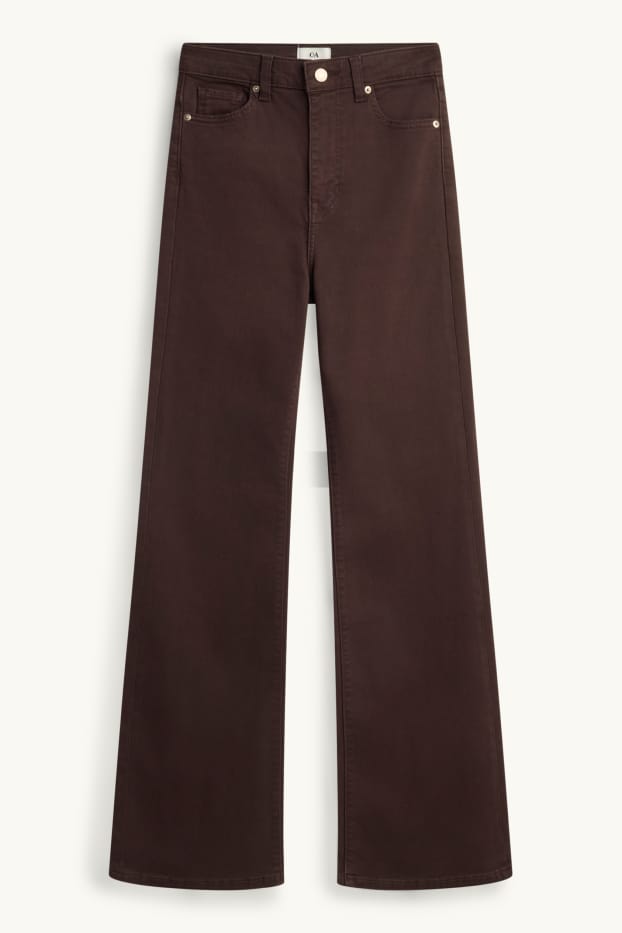 Dames - Flared jeans - high waist - bruin