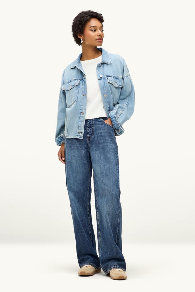 Damen - Baggy Jeans - Mid Waist - jeansblau