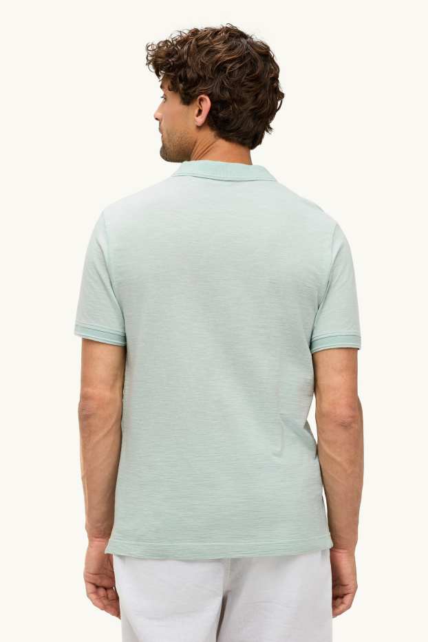 Heren - Poloshirt - regular fit - gestreept - met structuur - lichtgroen