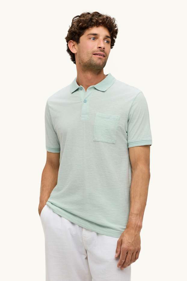Heren - Poloshirt - regular fit - gestreept - met structuur - lichtgroen