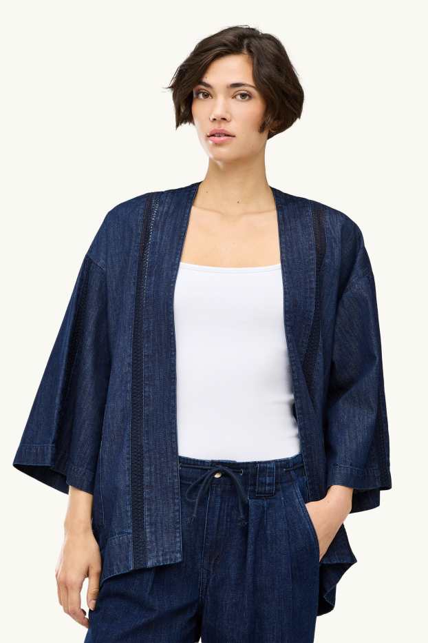 Damen - Jeans-Kimono - dunkeljeansblau