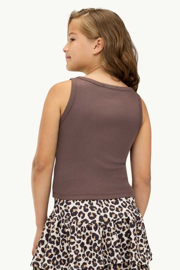 Bambine - Motivo ciliegia - top - a coste - marrone