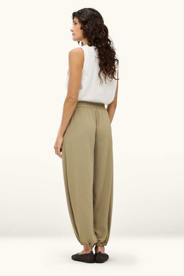 Dames - Harembroek - mid waist - balloon fit - groen