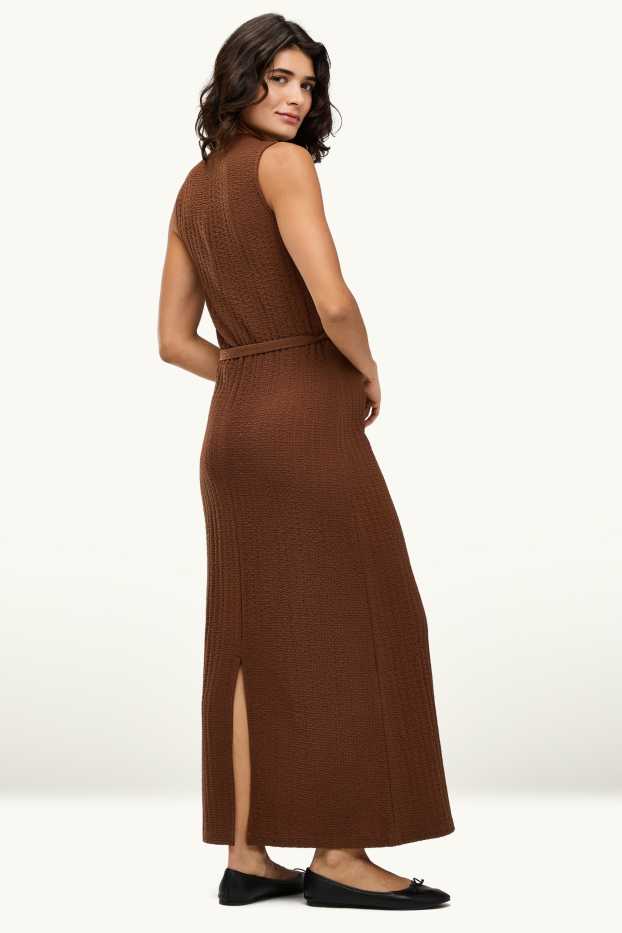 Femei - Rochie cu curea - straight fit - maro