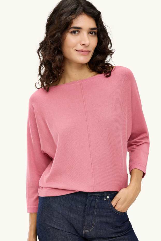 Damen - Feinstrick-Pullover - dunkelrosa