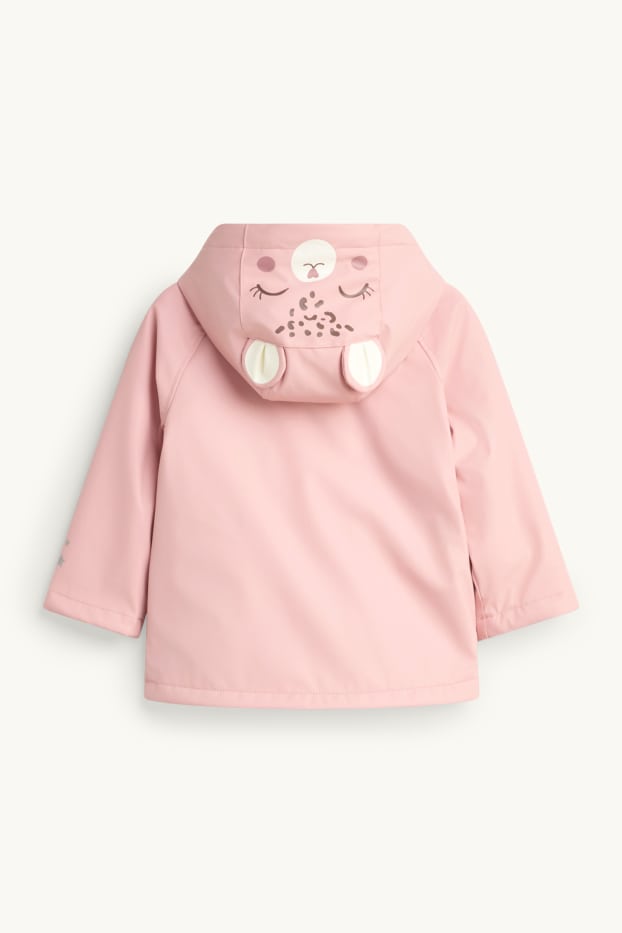 Enfants filles - Étoile et léopard - veste de pluie avec capuche - doublée - rose