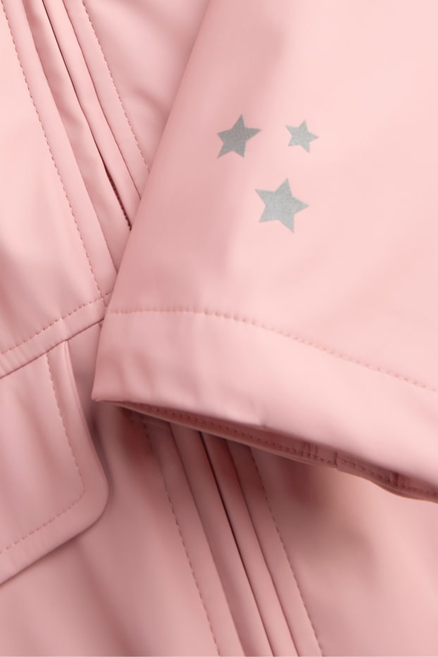 Enfants filles - Étoile et léopard - veste de pluie avec capuche - doublée - rose