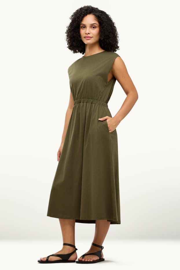 Damen - Fit & Flare Kleid - khaki