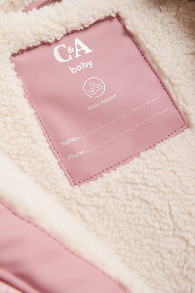 Baby Girls - Rain jacket with hood - lined - waterproof - rose