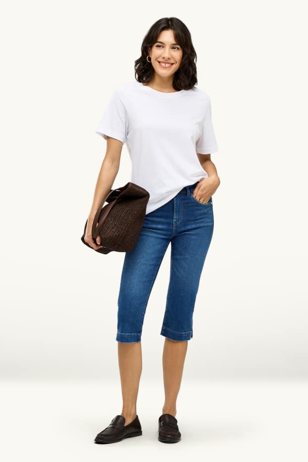 Femmes - Jean capri - mid waist - jean bleu