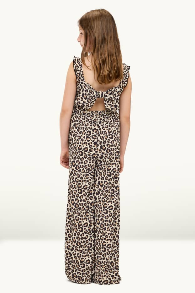 Kinder Mädchen - Jumpsuit - Leo-Print - schwarz / beige