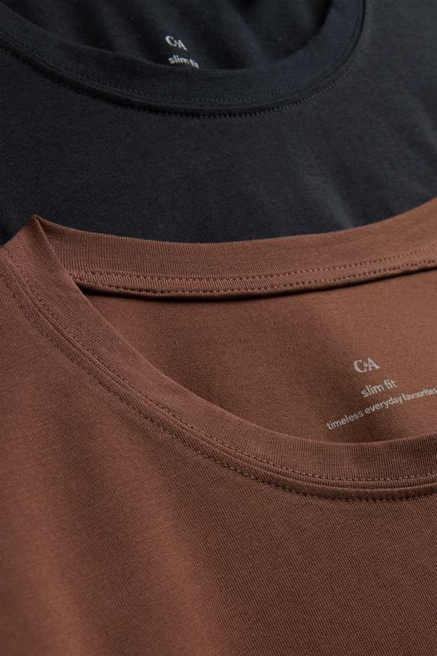 Dona - Paquet de 2 - samarreta de mànigues llargues - slim fit - marró