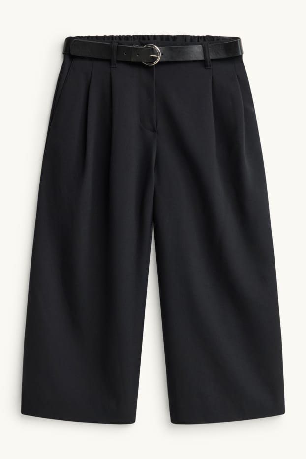 Femmes - Jupe-culotte avec ceinture - mid waist - jambes larges - noir