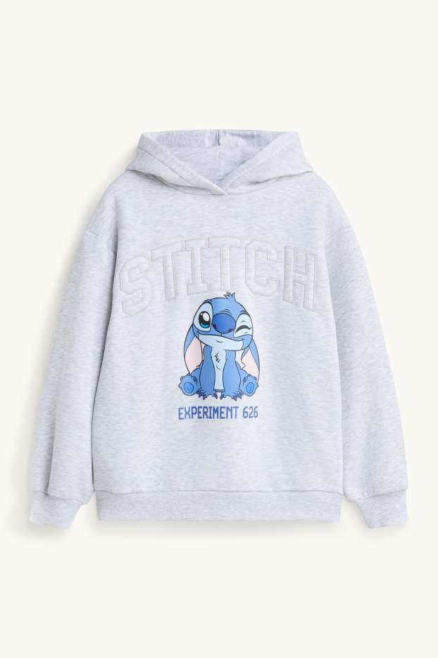 Enfants filles - Lilo & Stitch - sweat à capuche - gris clair chiné