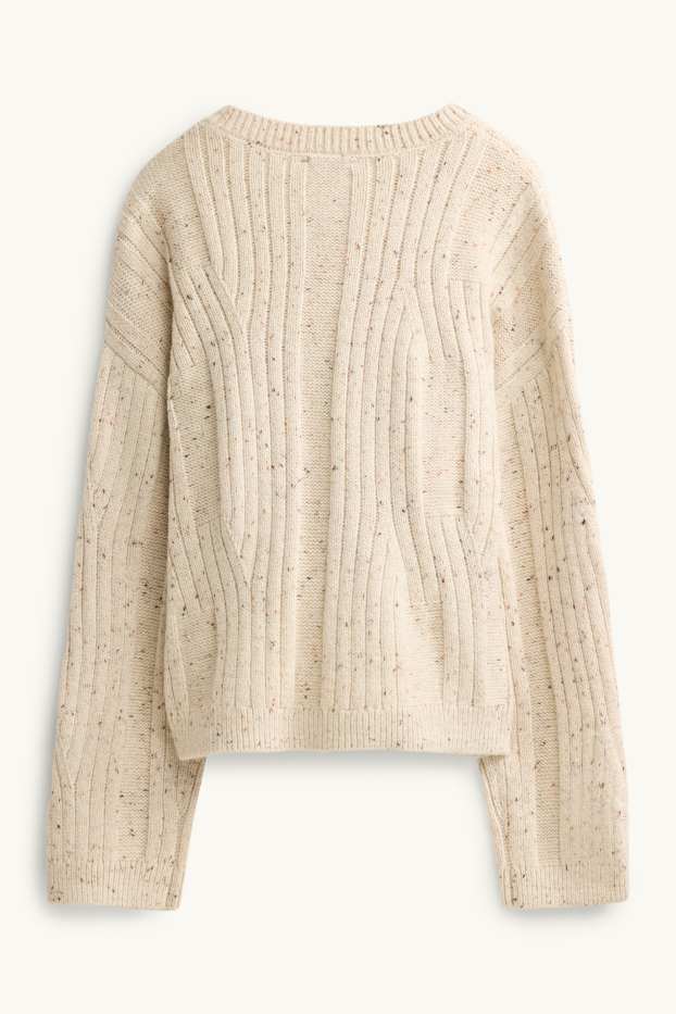 Women - Cardigan - cable knit pattern - beige