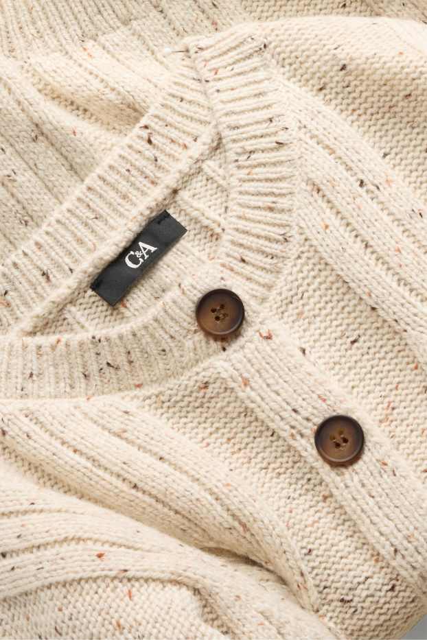Women - Cardigan - cable knit pattern - beige