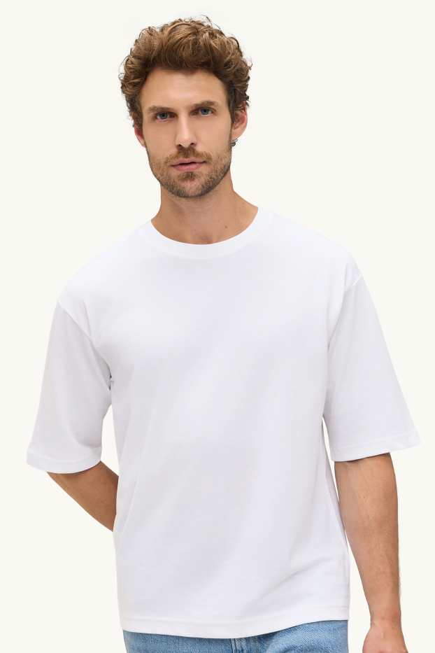 Heren - T-shirt - relaxed fit - wit