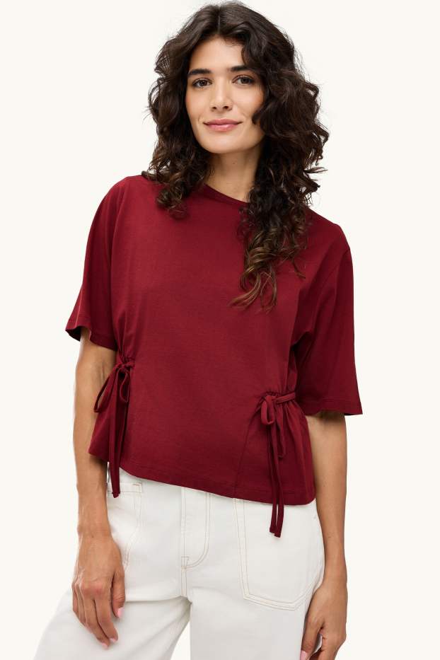 Femmes - T-shirt - relaxed fit - bordeaux