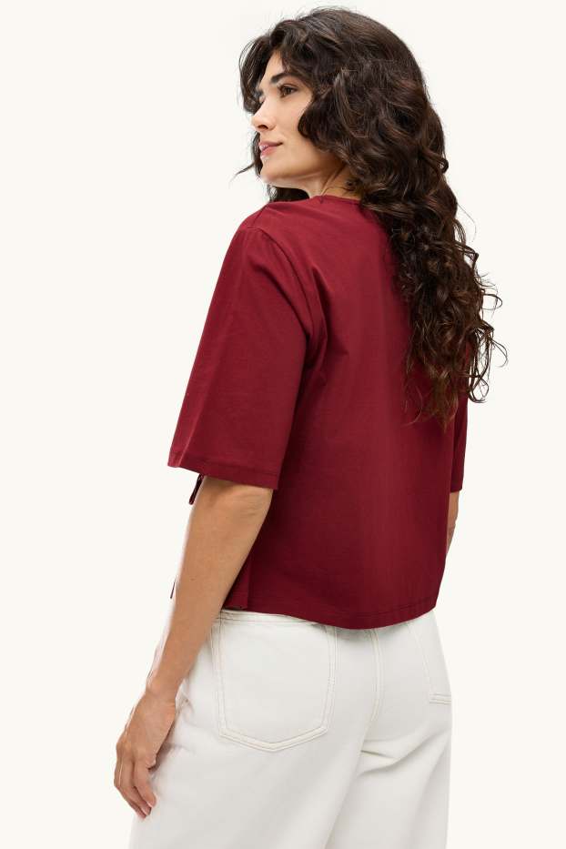 Femmes - T-shirt - relaxed fit - bordeaux