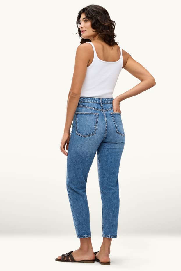Dames - Mom jeans - high waist - jeansblauw