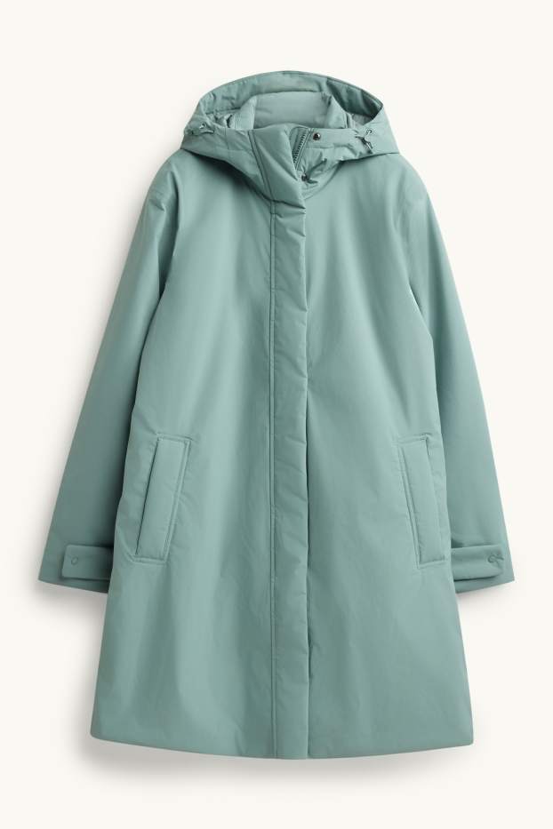 Women - Outdoor coat with hood - lined - waterproof - mint green