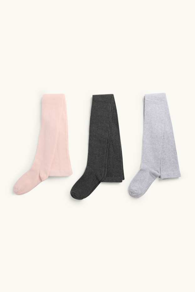 Bambine - Confezione da 3 - calzamaglia - grigio scuro-melange