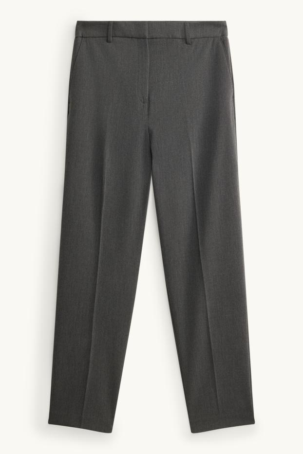 Damen - Stoffhose - Mid Waist - Tapered Fit - dunkelgrau