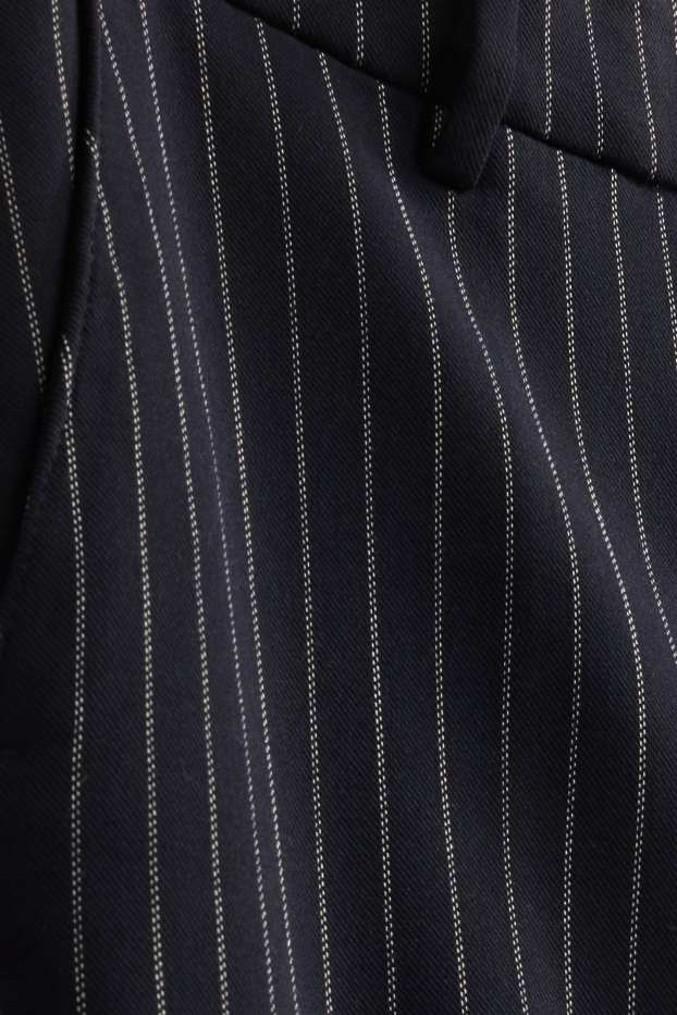 Dámské - Plátěné kalhoty - mid waist - tapered fit - pruhované - tmavomodrá/bílá