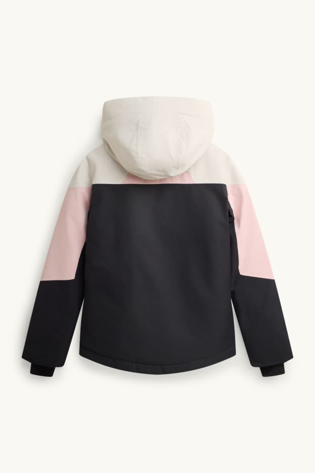 Nena - Jaqueta d’esquí amb caputxa - folrada - impermeable - negre/rosa