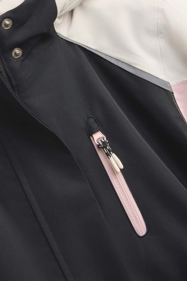Nena - Jaqueta d’esquí amb caputxa - folrada - impermeable - negre/rosa