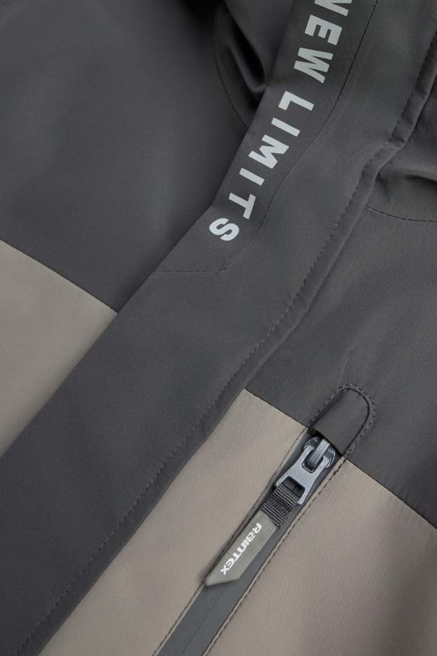 Kinder Jungen - Regenjacke mit Kapuze - gefüttert - wasserdicht - khaki