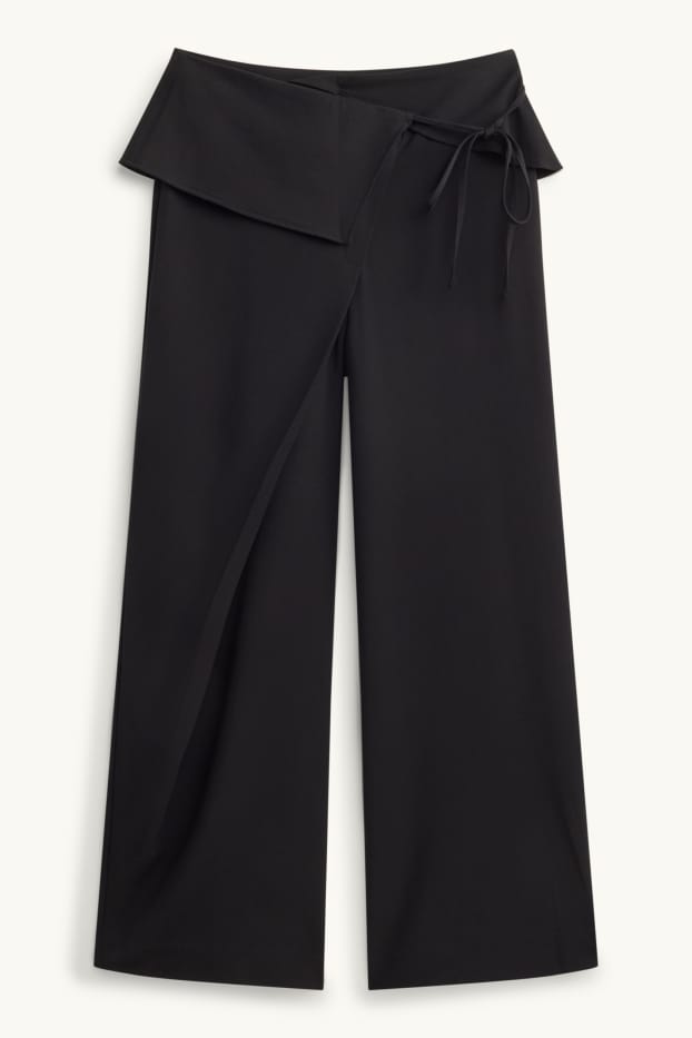 Damen - Stoffhose - Low Waist - Relaxed Fit - schwarz
