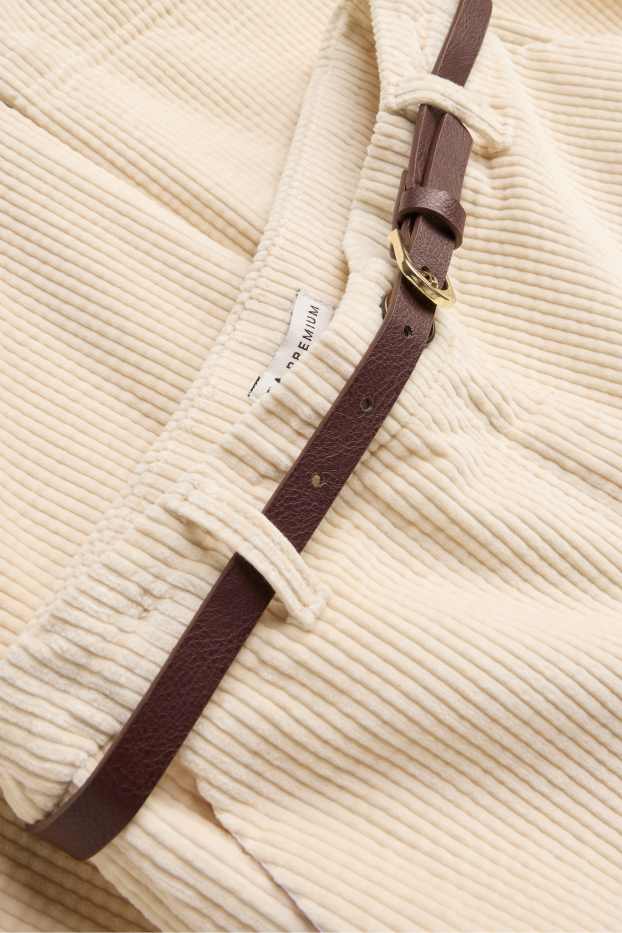Kinderen: meisjes - Broek van corduroy, met riem - beige / bruin