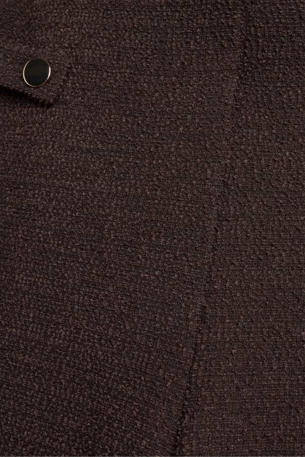 Femei - Pantaloni bouclé - talie înaltă - wide leg - maro închis