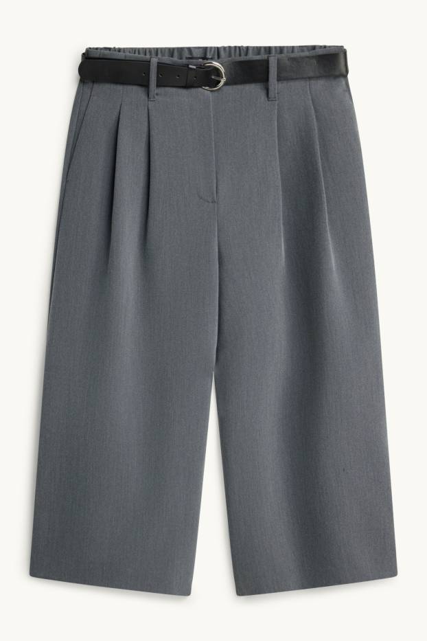 Femmes - Jupe-culotte avec ceinture - mid waist - jambes larges - gris