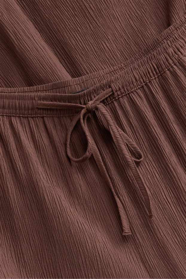 Donna - Pantaloni - vita media - gamba larga - marrone scuro