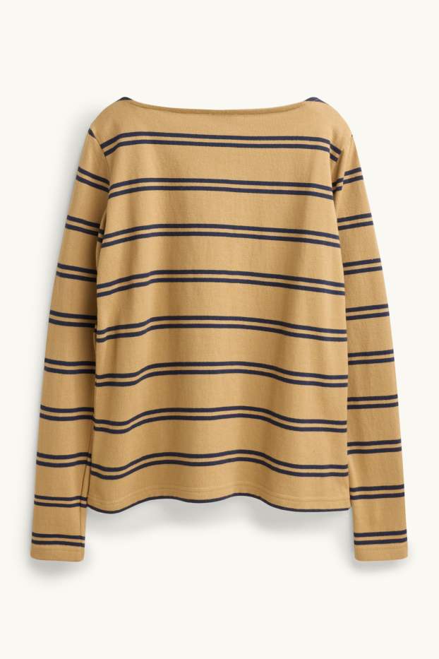 Damen - Langarmshirt - Regular Fit - gestreift - hellbraun