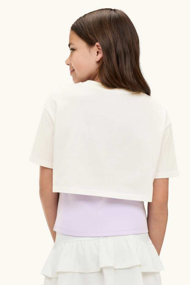 Enfants filles - KPop Demon Hunters - ensemble - T-shirt et haut - 2 pièces - violet / blanc