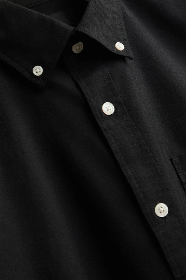 Heren - Overhemd - regular fit - button down - zwart
